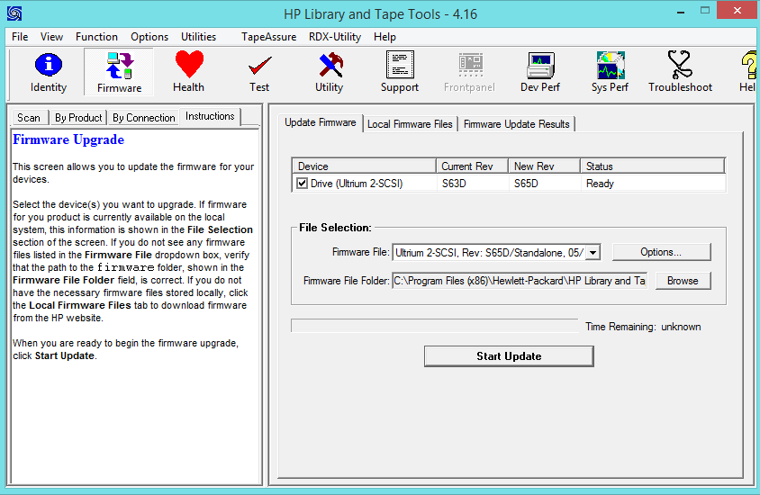 How to update the firmware of a HP tape drive StorageWorks Ultrium